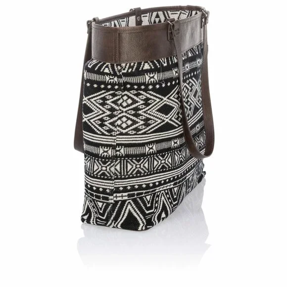 Thirty One Jewell‎ NWOT Black & White Rio Weave XL Reversible Tote 16"X14"X5" - Picture 4 of 14